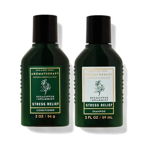 Bath & Body Works Aromaterapia - Kit Shampoo + Condicionador - Stress Relief - Eucalyptus e Spearmint - 59mL cada