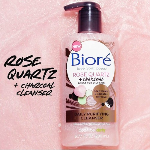 Bioré - Rose Quartz + Charcoal - Limpador facial sem óleo que energiza a pele