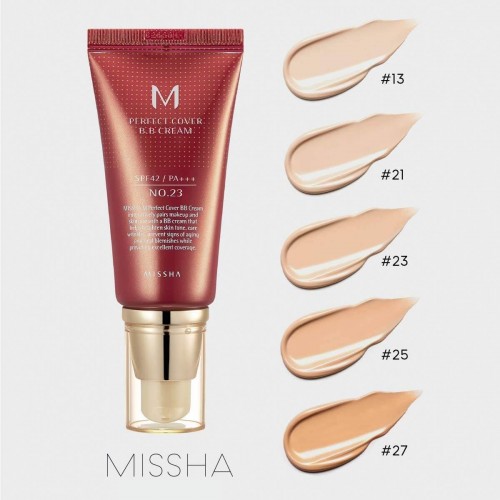 Missha - Base Facial - M Perfect Cover BB Cream - SPF 42 PA+++ - 20ml - 27 Honey Beige - Tamanho Viagem