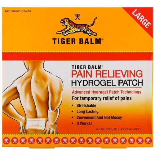 Tiger Balm, adesivo para alívio da dor, grande, 4 adesivos (20x10cm cada)