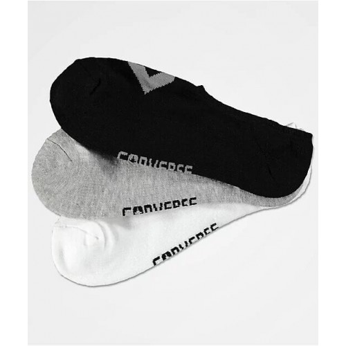 Converse - Meias Femininas - Half Cushion Ultra Low Socks - 3 pares - Preto, Branco, Cinza